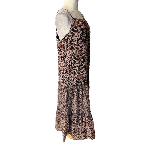 Lipsy London Slip Maxi Dress 14 Brown Black Pink Tiered Cottage Relaxed NWT NEW - Picture 4 of 6